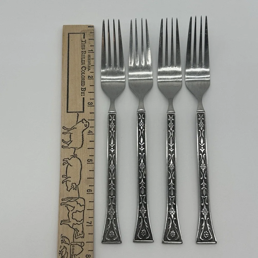 Grand Prix Siboney MCM Stainless Flatware Japan Dinner Fork 4 Set 1960s